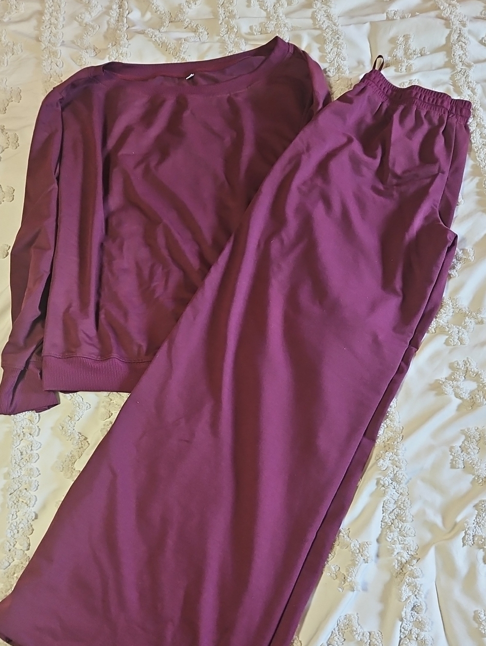 Coord Lounge Set In Purple Womens Large Wide Leg